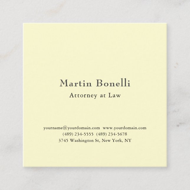 Silk Unique Classical Personalized Custom Cream Square Business Card (Front)