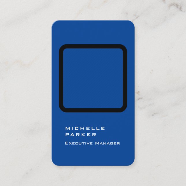 Silk vertical elegant unique modern blue plain business card (Front)