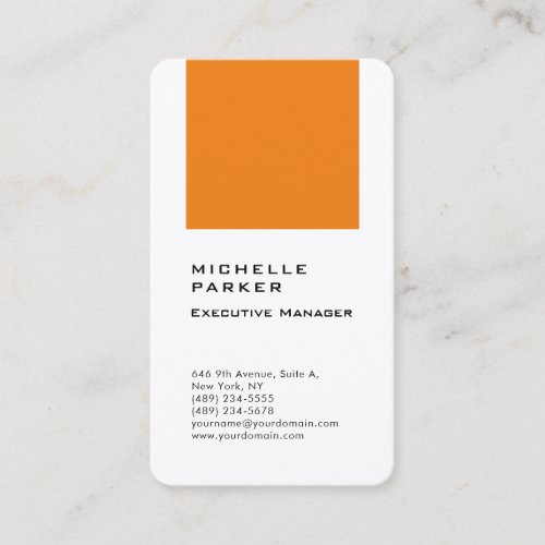 Silk vertical elegant unique modern orange white business card