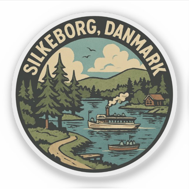 Silkeborg Denmark Lake Sticker (Front)