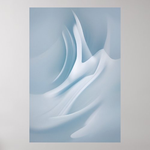 Silken Azure Whirls  Blue Tones Abstract Art Poster