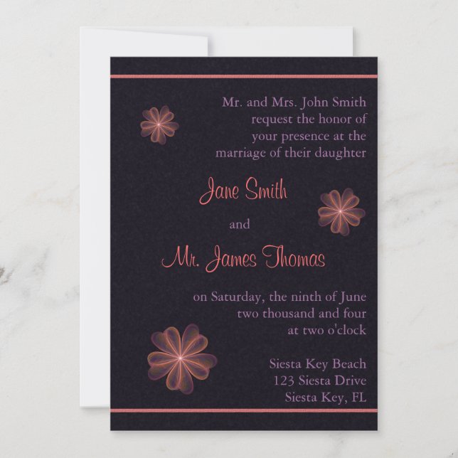 Silken Flowers Wedding Invitation (Front)
