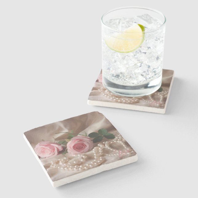 Silken Rose Stone Coaster (Side)