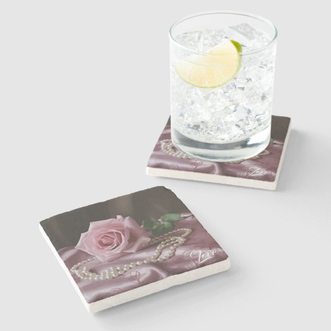 Silken Rose Stone Coaster (Side)