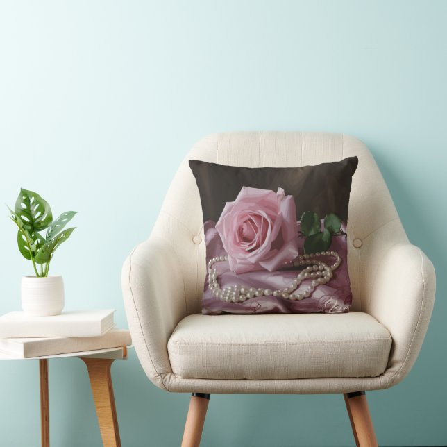 Silken Rose Throw Pillow (Chair)
