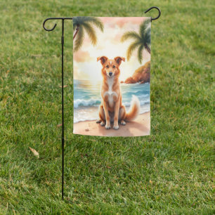 Silken Windhound Beach Sunset Garden Flag