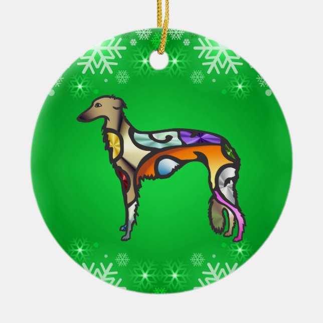 Silken Windhound Ceramic Ornament (Front)