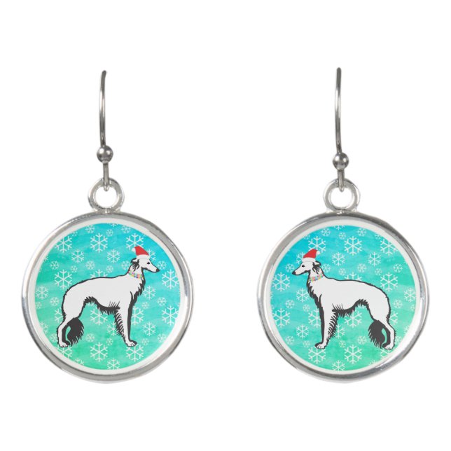 Silken Windhound Christmas Magic  Earrings (Front)