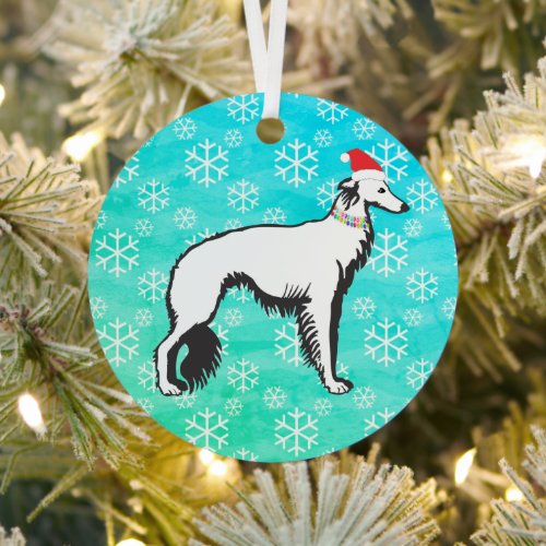 Silken Windhound Christmas Magic Metal Ornament
