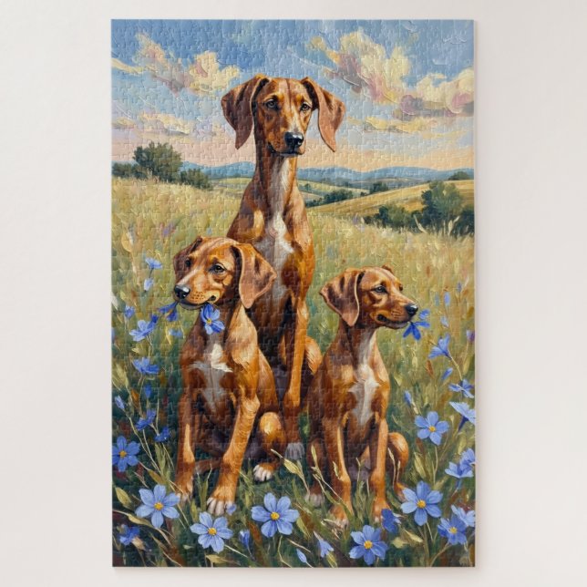 Silken Windhound Cornflower Meadow Art Jigsaw Puzzle (Vertical)