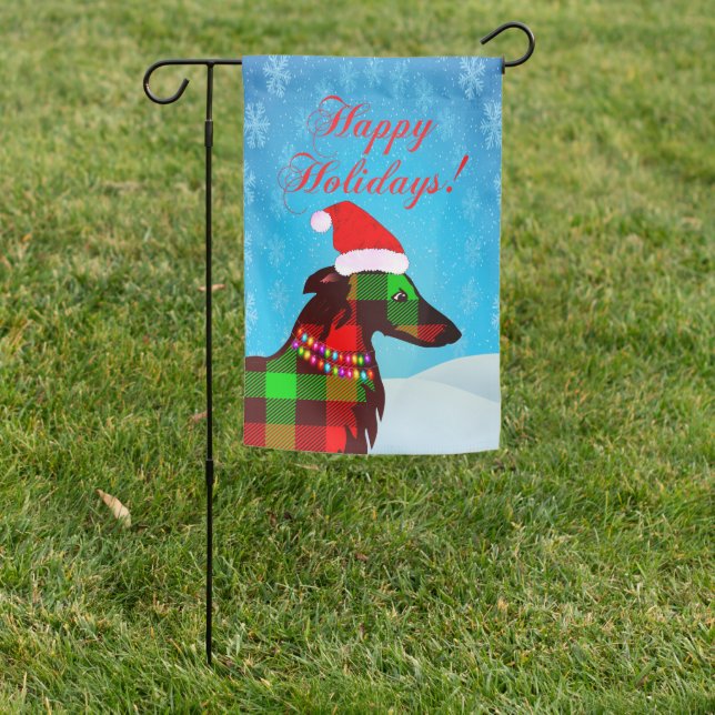 Silken Windhound Holiday Garden Flag (In SItu)