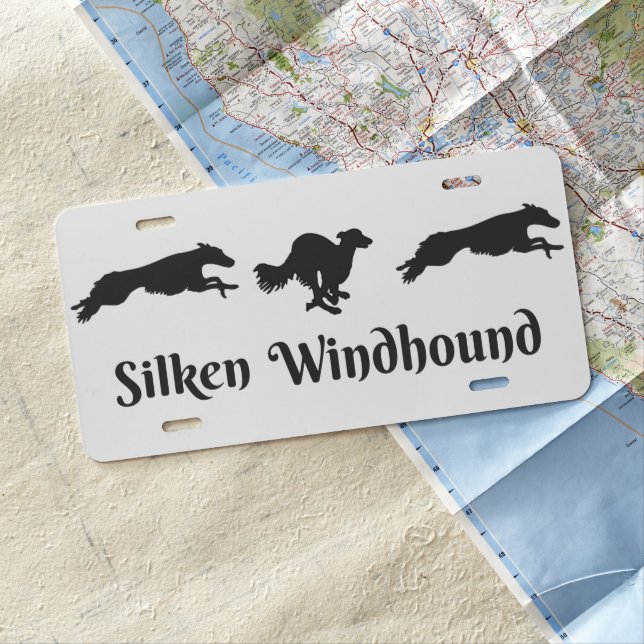 Silken Windhound Running License Plate (In Situ)