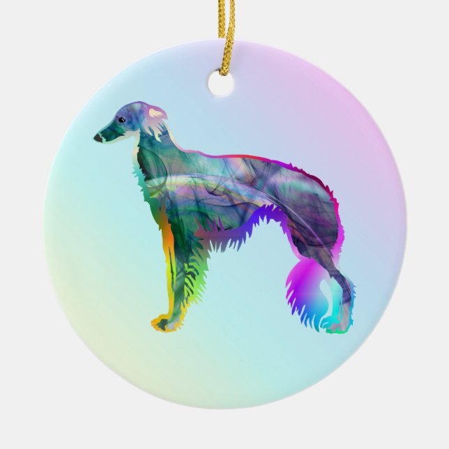 Silken Windhound - Wispy Ceramic Ornament (Front)