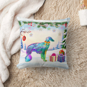 Silken Windhound X-mas Throw Pillow