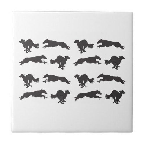 Silken Windhounds Running  Ceramic Tile