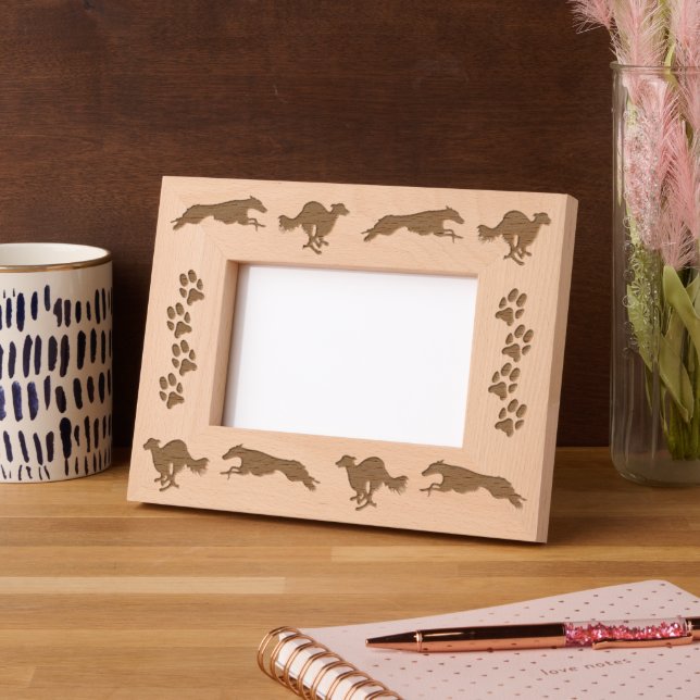 Silken Windhounds Running Engraved Frames (Left)
