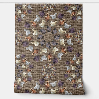 Silkie Bantam Chickens Burlap Farmhouse Mandala Wallpaper