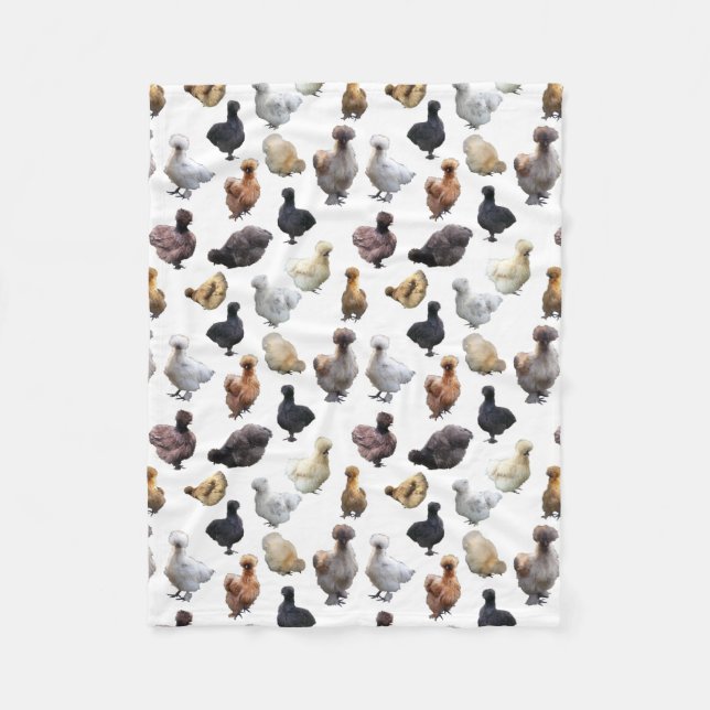 Silkie Bantam Chickens Fleece Blanket (Front)