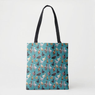 Silkie Bantam Chickens on Glitter Background Tote Bag