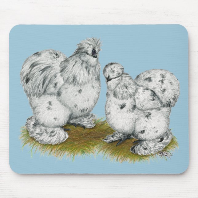 Silkie Bantam Splash Chickens Mouse Pad (Front)