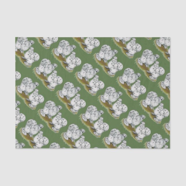 Silkie Bantam Splash Chickens Tissue Paper (Front)