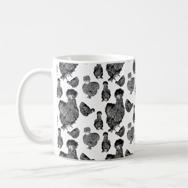 Silkie Bantams Line Art Coffee Mug (Left)