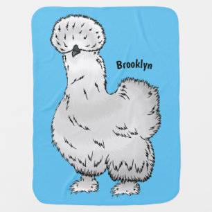 Silkie chicken cartoon illustration baby blanket