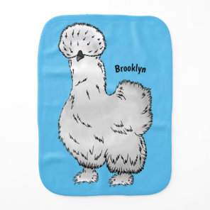 Silkie chicken cartoon illustration  baby burp cloth
