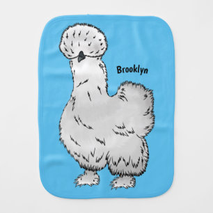 Silkie chicken cartoon illustration baby burp cloth