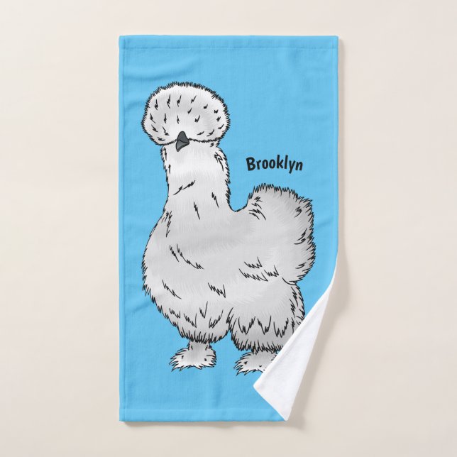 Silkie chicken cartoon illustration bath towel set (Hand Towel)
