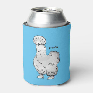 Silkie chicken cartoon illustration can cooler