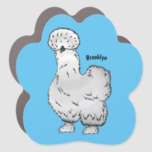 Silkie chicken cartoon illustration car magnet