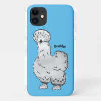 Silkie chicken cartoon illustration 