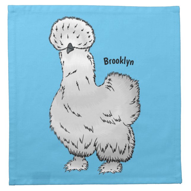 Silkie chicken cartoon illustration cloth napkin (Front)