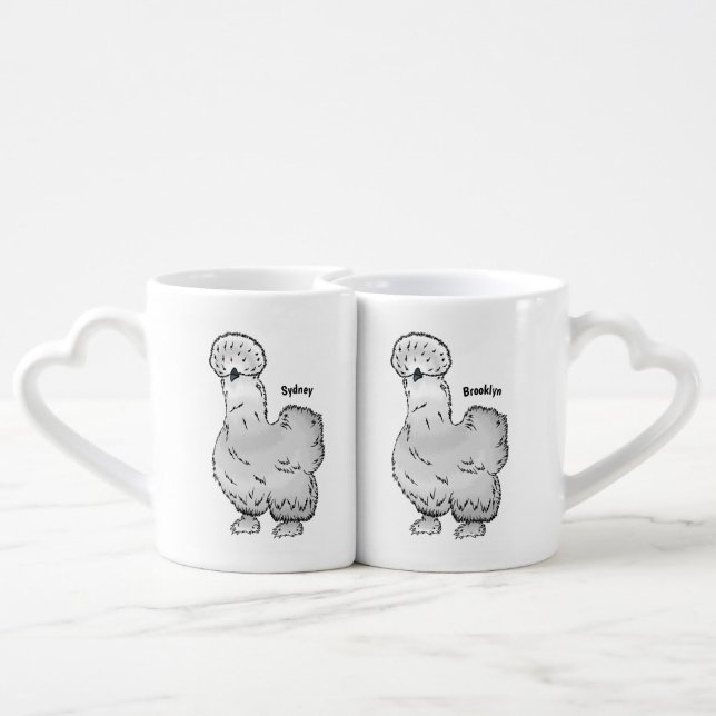 Silkie chicken cartoon illustration  coffee mug set (Back Nesting)