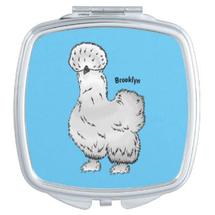 Silkie chicken cartoon illustration compact mirror