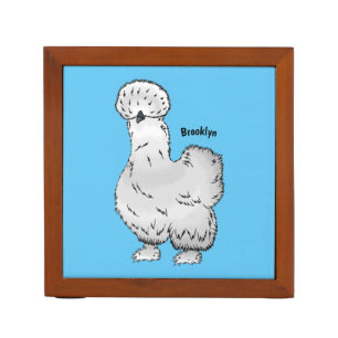 Silkie chicken cartoon illustration desk organizer