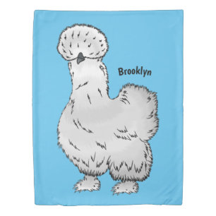 Silkie chicken cartoon illustration duvet cover