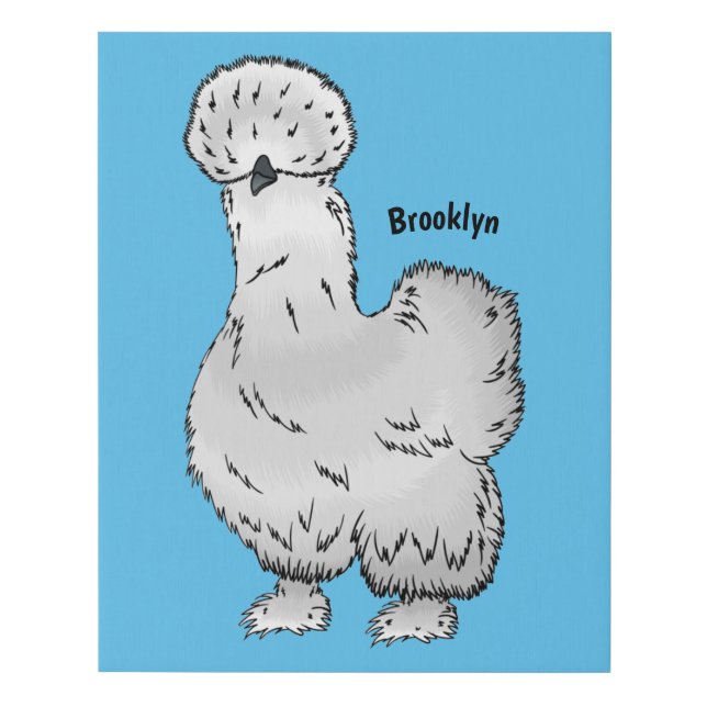 Silkie chicken cartoon illustration faux canvas print (Front)