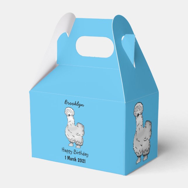 Silkie chicken cartoon illustration favor boxes (Front Side)