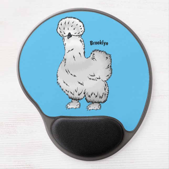 Silkie chicken cartoon illustration  gel mouse pad (Front)