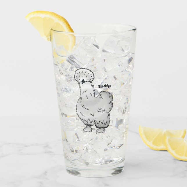 Silkie chicken cartoon illustration  glass (Front Ice)
