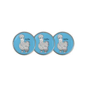 Silkie chicken cartoon illustration golf ball marker
