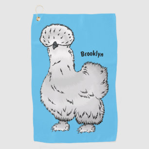 Silkie chicken cartoon illustration  golf towel