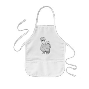 Silkie chicken cartoon illustration kids' apron