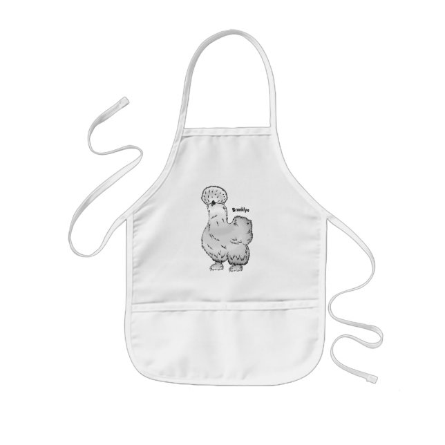 Silkie chicken cartoon illustration  kids' apron (Front)