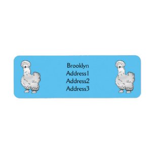 Silkie chicken cartoon illustration label