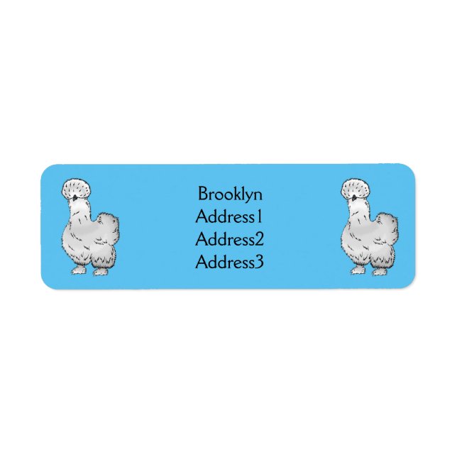 Silkie chicken cartoon illustration label (Front)