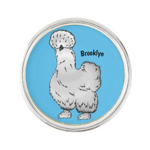 Silkie chicken cartoon illustration lapel pin