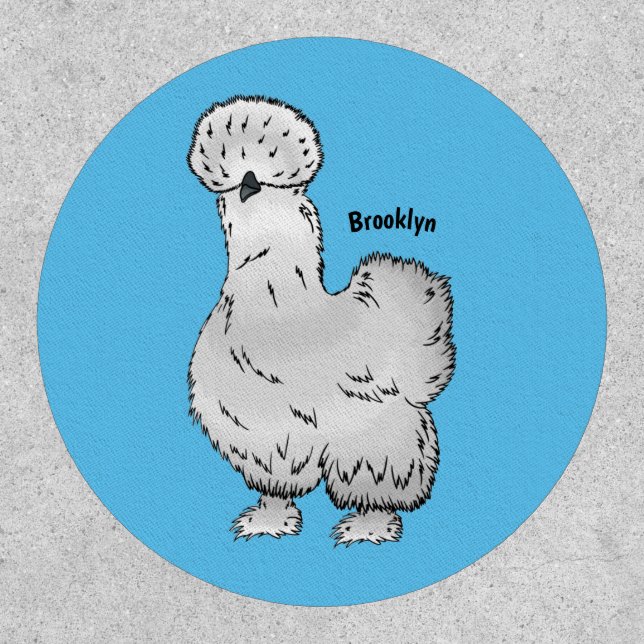 Silkie chicken cartoon illustration patch (Front)